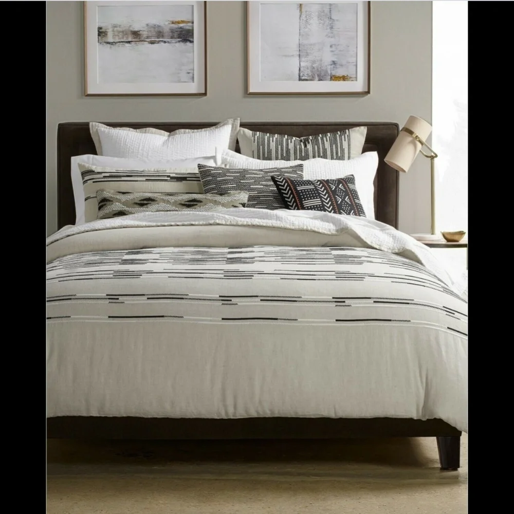 NIB $135 Hotel Collection Global Stripe‎ (1) Linen Standard Sham #238
